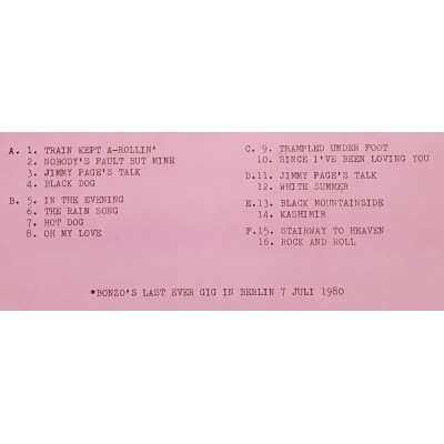 Led Zeppelin - 3 LP - Bonzo's Last Ever Gig in Berlin 7 Juli 1980
