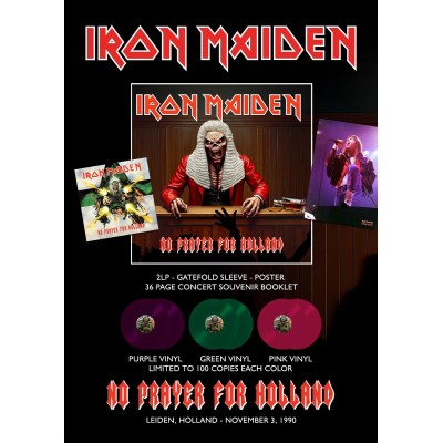Iron Maiden - 2 LP - No Prayer For Holland - PINK Vinyl + Poster + Booklet