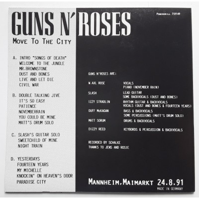 GUNS N' ROSES - 2 LP - Move To The City - Blue / Orange Vinyl