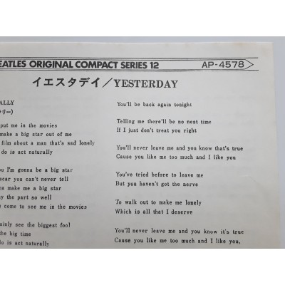 Beatles - 7" - JAP - Yesterday
