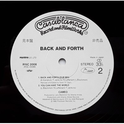 Cameo - 12" JAP - Black And Forth - White Label PROMO