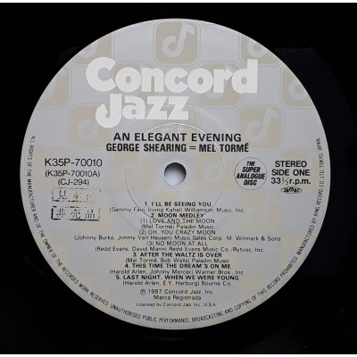 George Shearing / Meltorme - LP - JAP - Elegant Evening - THE SUPER ANALOGUE DISC - PROMO