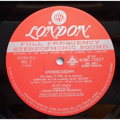 Mendelssohn - LP - JAP - Symphony No.3 - SUPER ANALOGUE DISC