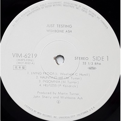 Wishbone Ash - LP - JAP - Just Testing - WHITE LABEL PROMO