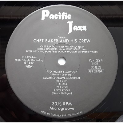 Baker, Chet - LP - JAP - Pacific Jazz 1224 Chet Baker & Crew - PROMO