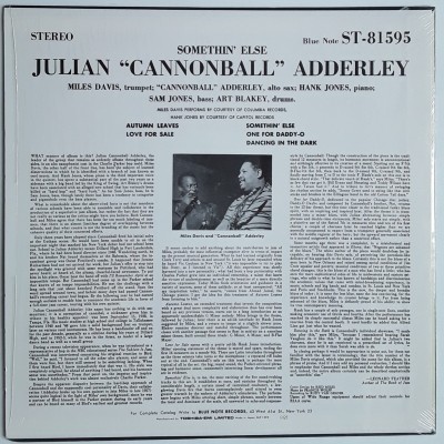 Adderley, Cannonball - Davis, Miles - LP - Somethin' Else - BLUE NOTE